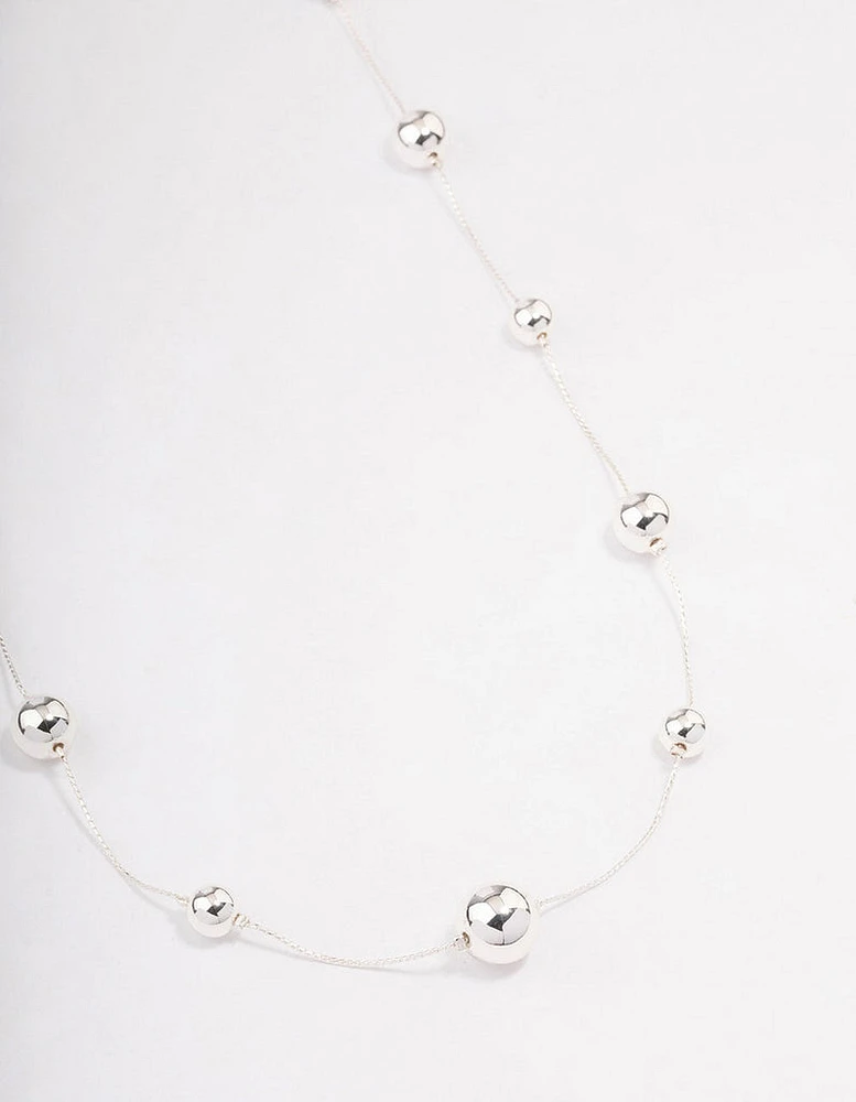 Rhodium Molten Ball Long Necklace