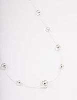 Rhodium Molten Ball Long Necklace