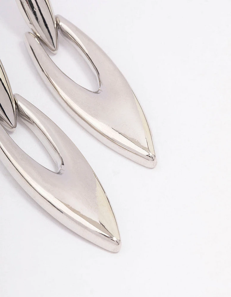 Rhodium Fine Pointed Drop Earrings