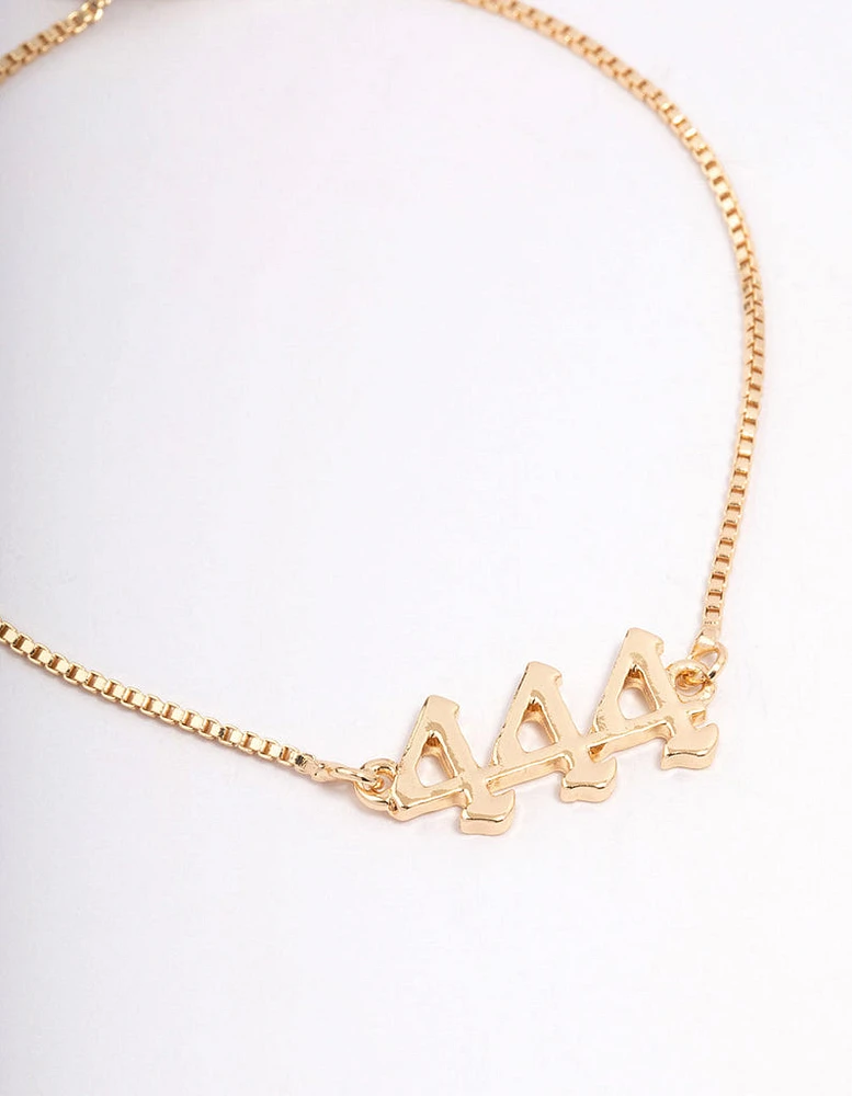 Gold Plated 444 Angel Number Bracelet