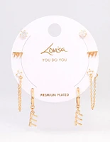 Gold Plated Angel Number Earring Pack