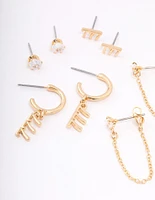 Gold Plated Angel Number Earring Pack