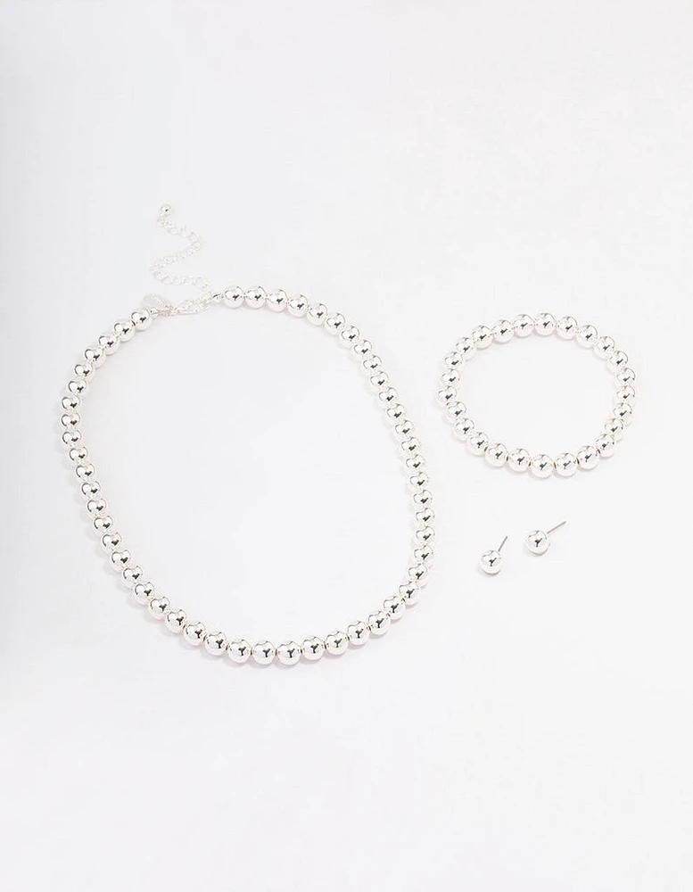 Silver Ball Jewellery Set