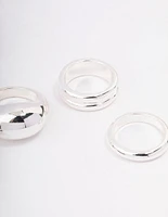 Rhodium Organic Smooth Ring Pack