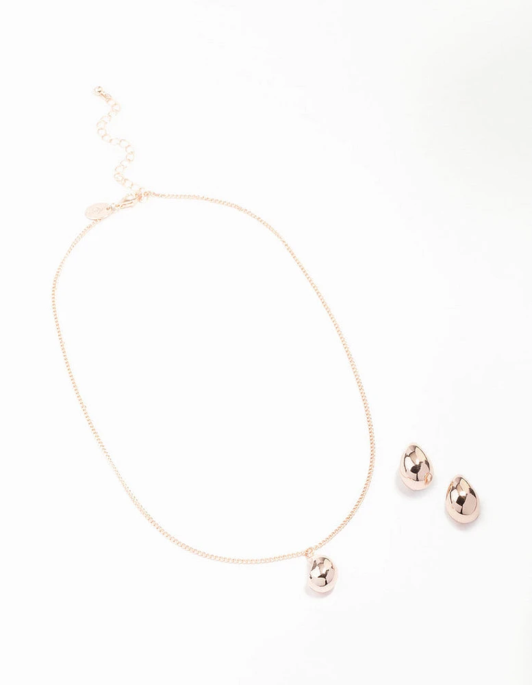 Rose Gold Teardrop Jewellery Set