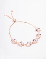 Rose Gold Diamante & Pearl Toggle Bracelet