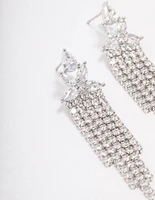 Silver Multi Cubic Zirconia Cupchain Drop Earrings