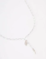 Silver Baguette Snake Y-Shape Necklace