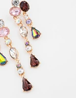 Gold Asymmetric Jewel Drop Earrings