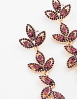 Gold Jewelled Leaf Drop Earrings