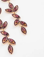 Gold Jewelled Leaf Drop Earrings