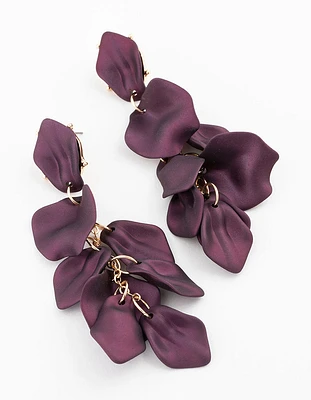 Purple Coated Petal Drop Earrings