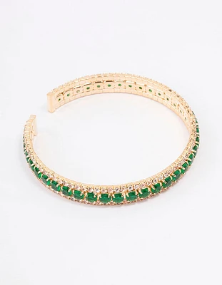 Gold Diamante Emerald Wrist Cuff