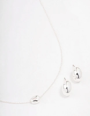 Silver Metal Stone Jewellery Set