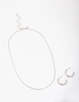 Rhodium Snake Chain Earrings & Necklace Jewellery Set