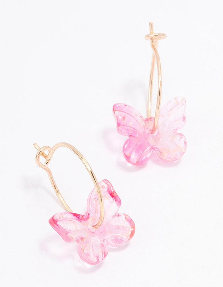 Rose Gold Butterfly Hoop Earrings