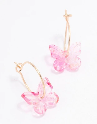 Rose Gold Butterfly Hoop Earrings