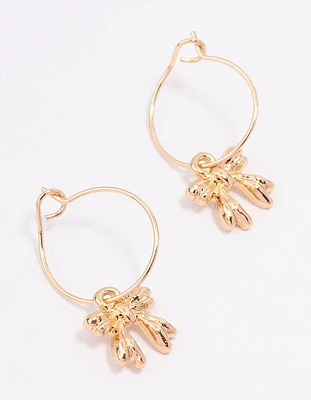 Gold Present Bow Hoop Earrings