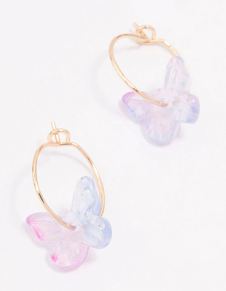 Rose Gold Butterfly Hoop Earrings