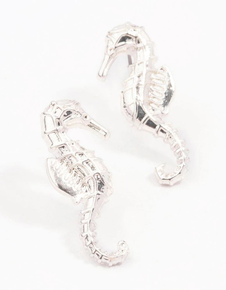 Silver Seahorse Stud Earrings