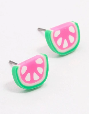 Plastic Watermelon Hoop Earrings