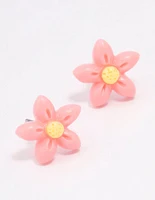 Pink Daisy Stud Earrings