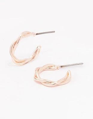 Rose Gold Soft Twisted Huggie Earrings