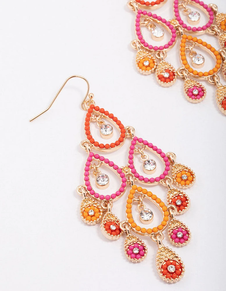 Sunset Gradient Beaded Open Drop Earrings