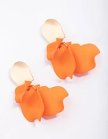 Orange Petal Drop Earrings