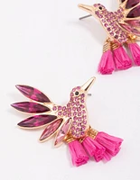 Pink & Gold Hummingbird Stud Earrings