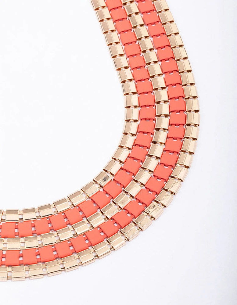 Gold Square Molten Layered Necklace