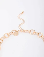 Gold Flower Diamante Cupchain Necklace