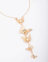 Gold Butterfly Drop Necklace