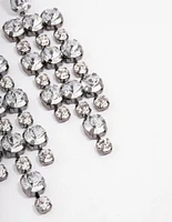 Black Diamante Drop Tassel Earrings