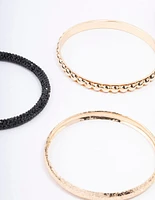 Black Diamante Bangle 5-Pack