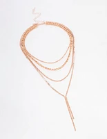 Rose Gold Cupchain Layered Choker Necklace