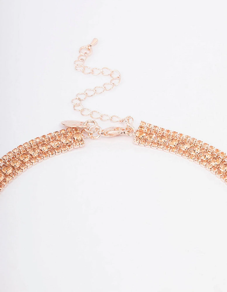 Rose Gold Cupchain Layered Choker Necklace