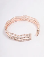 Rose Gold Diamante Wave Cupchain Wrist Cuff