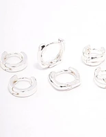 Silver Plated Chunky Rope Huggie Earring 3-Pack