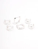 Silver Plated Chunky Rope Huggie Earring 3-Pack