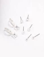 Silver Plated Princess Huggie Earring 4-Pack