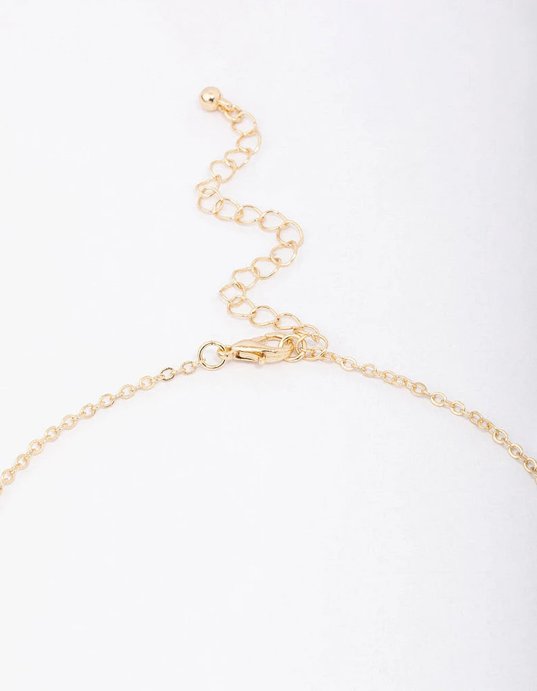 Gold Plated Alternating Cubic Zirconia Droplet Pendant Necklace