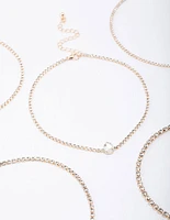 Gold Round & Pear Choker 5-Pack