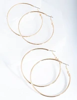 Gold 6 cm Hoop Earring Pack