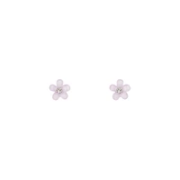 Purple Flower Stud Earrings Diamante Centre
