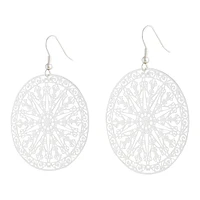 Silver Large Stamp Filigree Disc Earrings