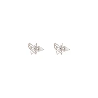 Silver Butterfly Filigree Stud Earrings
