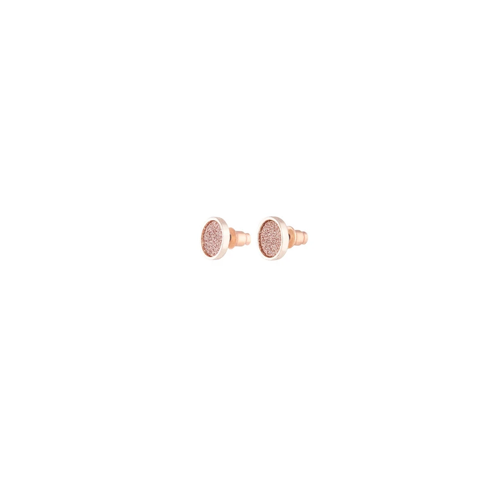 Pink Rose Gold Mini Round Glitter Studs