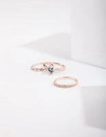 Rose Gold Round Stone Triple Band Ring