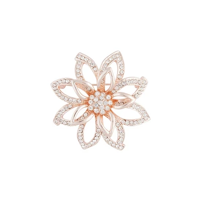 Rose Gold Flower Diamante 3D brooch